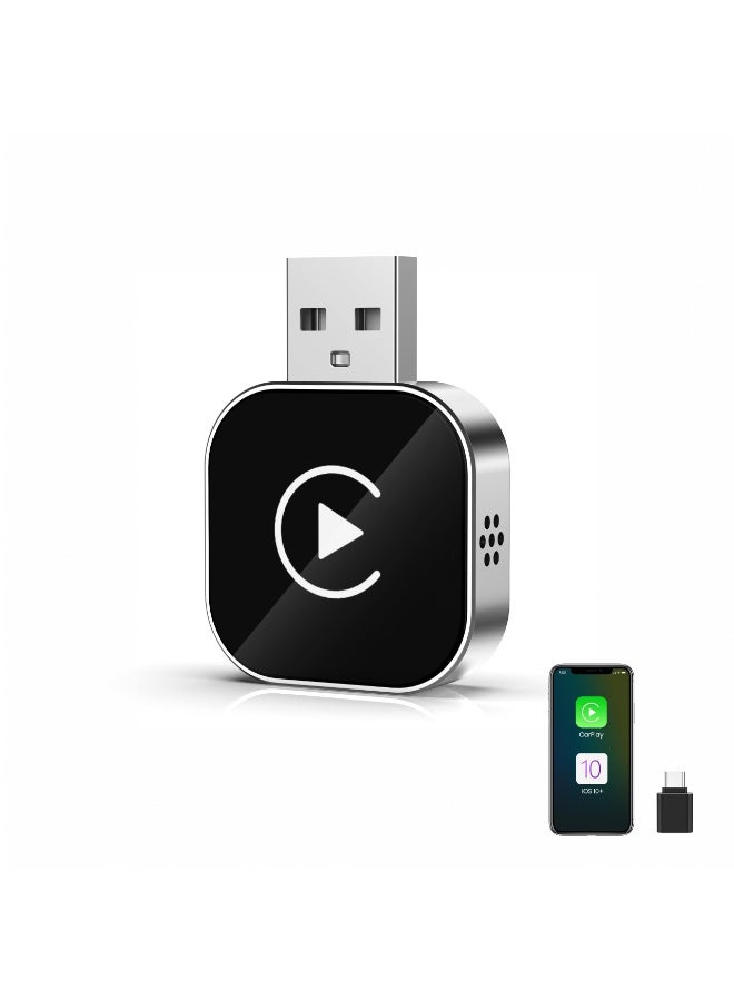 أوشيما مُعدّل كار بلاي لاسلكي، مُعدّل كار بلاي الأسود للآيفون، مُعدّل كار كار بلاي، اتصال سلس لتحويل الكابل إلى اللاسلكي، مُعدّل أندرويد أوت صغير مستقر وقابل للتشغيل من تلقاء نفسه - Image 1